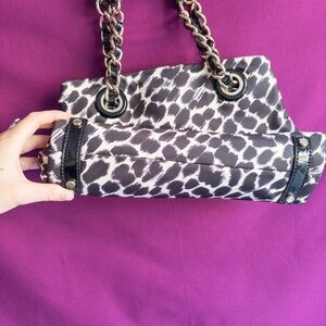 Kate Spade New York Leopard Print Nylon Shoulder Bag Chain Strap Tote